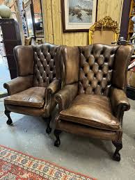 second hand antique leather chairs sale