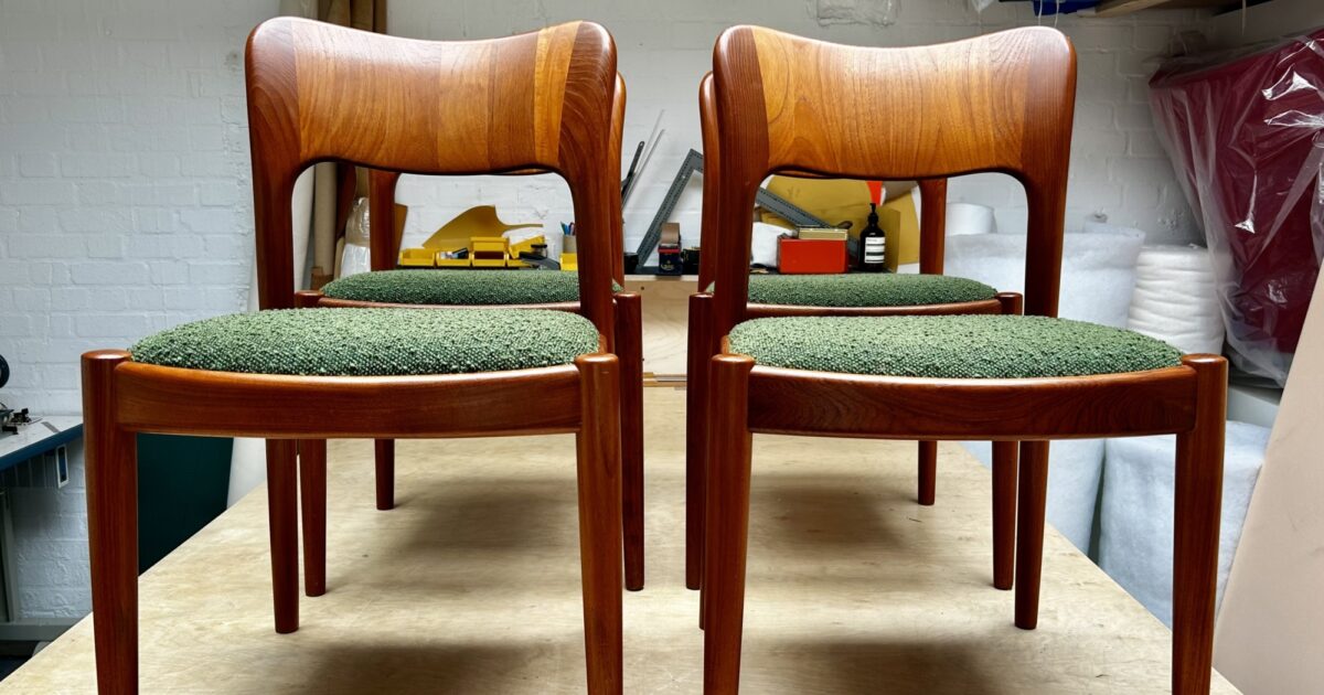 mid century modern danish teak dining chairs