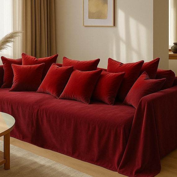 retro red sofa