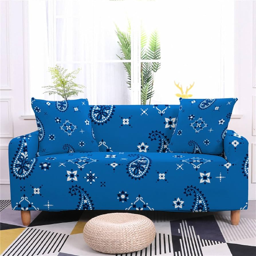 blue retro couch