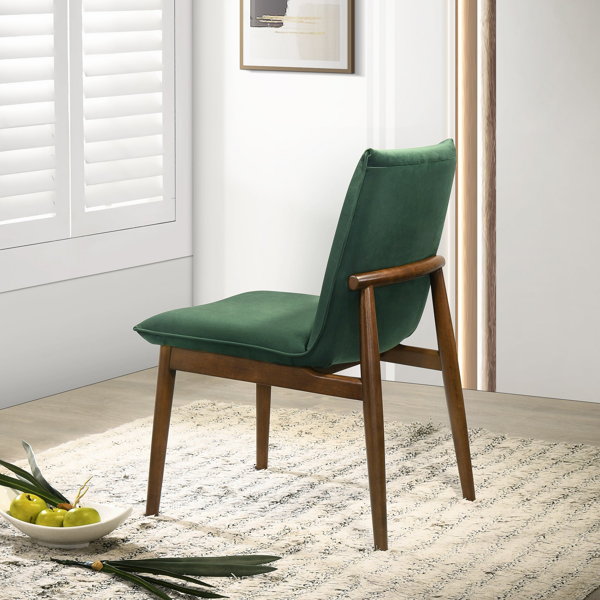 green mid century modern dining chair