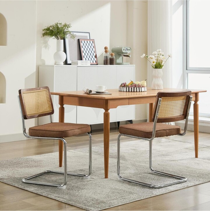 mid century modern cane back dining chairs