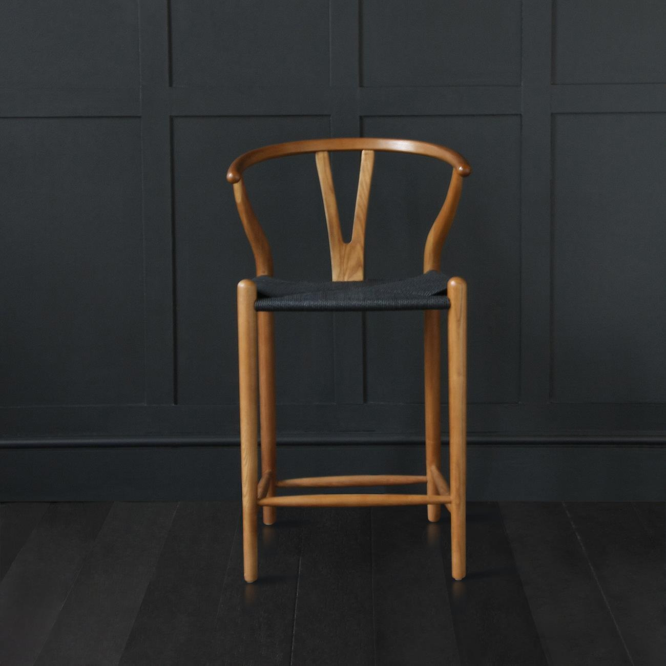 black wishbone bar stool