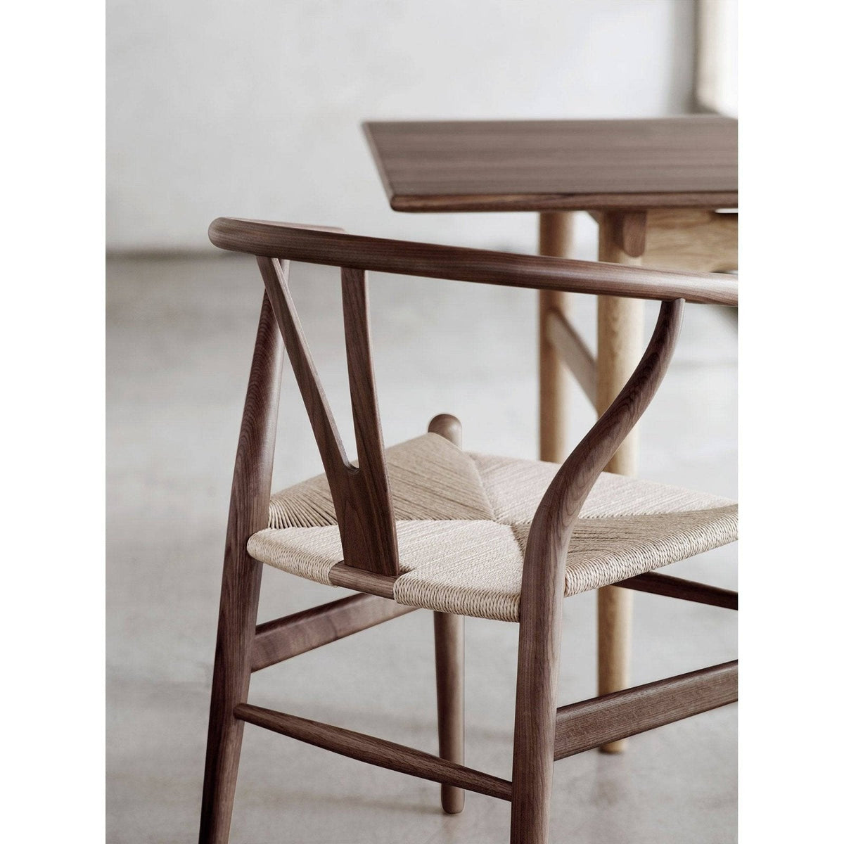 walnut wishbone chair