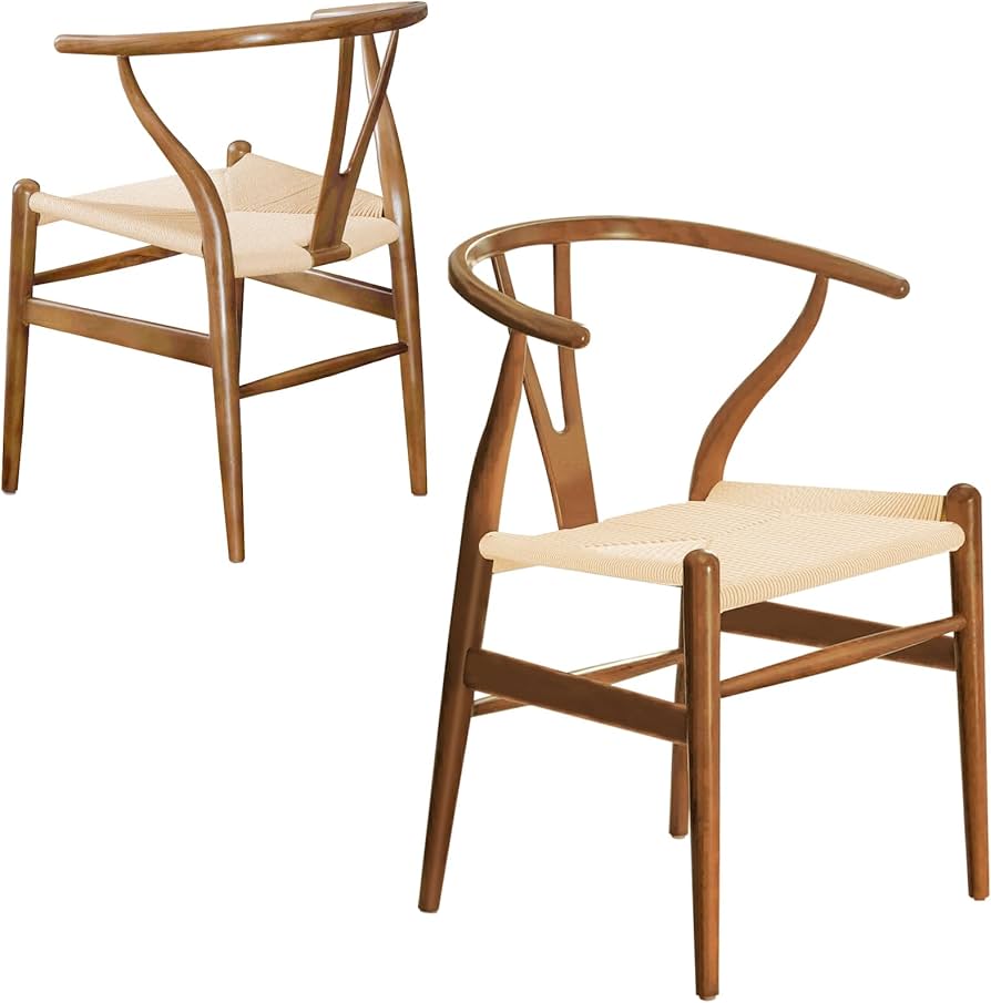 walnut wishbone dining chair
