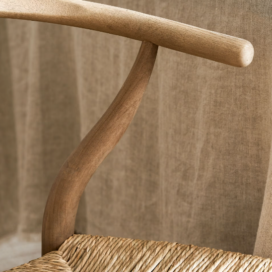 brown wishbone chair