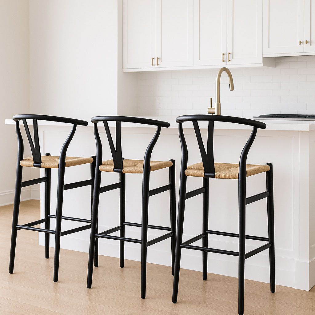 black wishbone counter stool