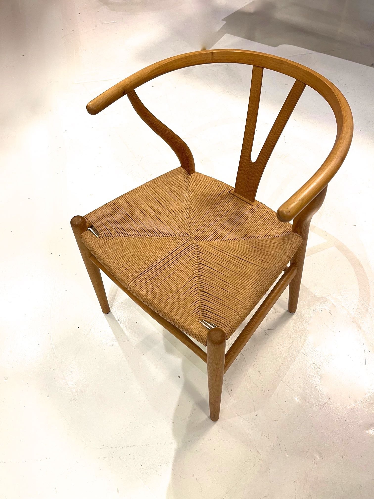 hans wegner wishbone style woven seat chair